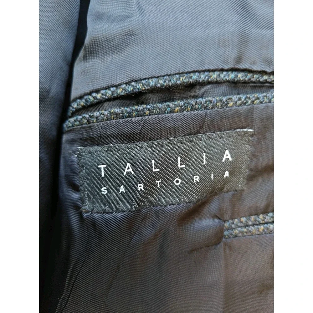 Mark Shale Mens Wool Sports Coat 39R Blue Speckle Made in USA 3 Button Tallia